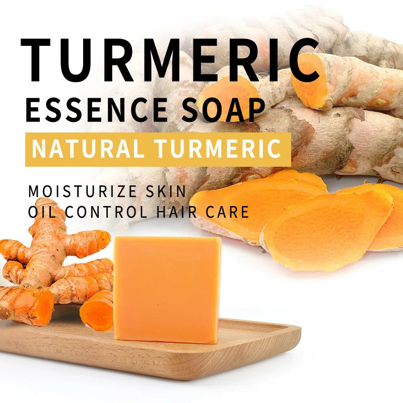 100g Turmeric Essential Oil Handmade Soap Face Wash Removal Acne Clean Cutin Oil Control Moisturizing Whitening Soap Skin Care